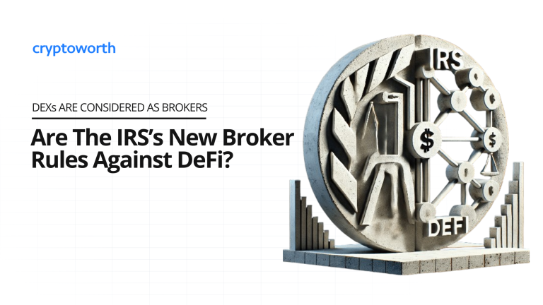 3D version of the logo in a brutalist architectural style. It captures the clash between the IRS and DeFi